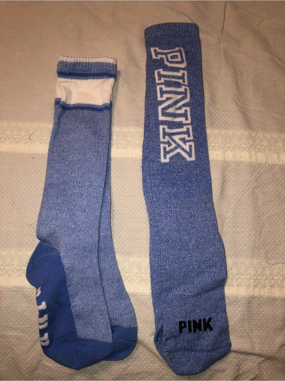 PINK Victoria's Secret Blue Knee-High Athletic Socks NWOT
